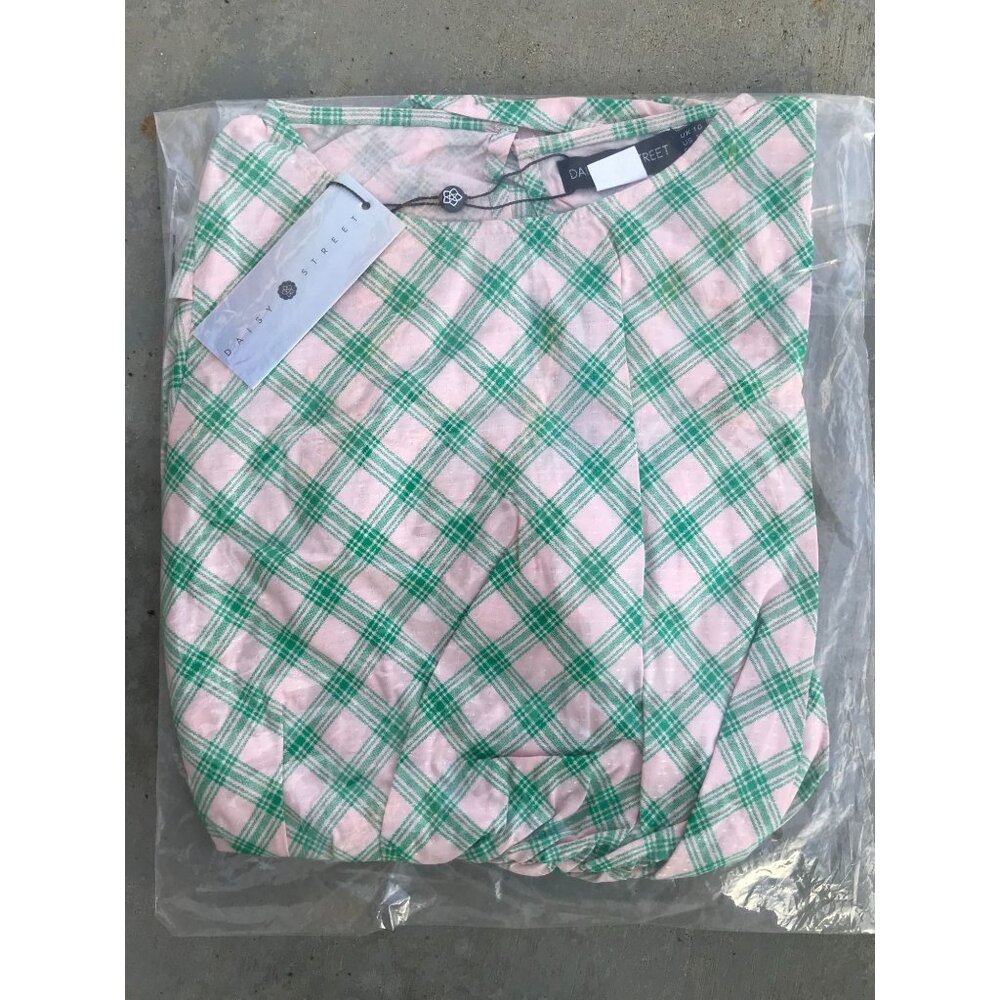 Daisy Street Pink Plaid Cottagecore Peasant Peplum Top - Medium - - Picture 5 of 11